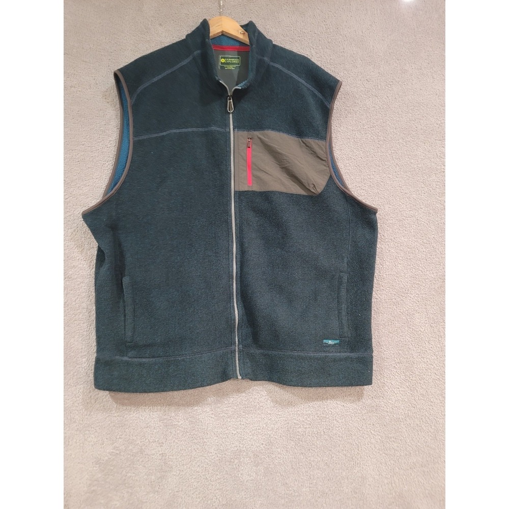 G.H. Bass & Co Explorer Fleece Vest Men's 2XL/2XLT Blue Full Zip Chest Pocket
